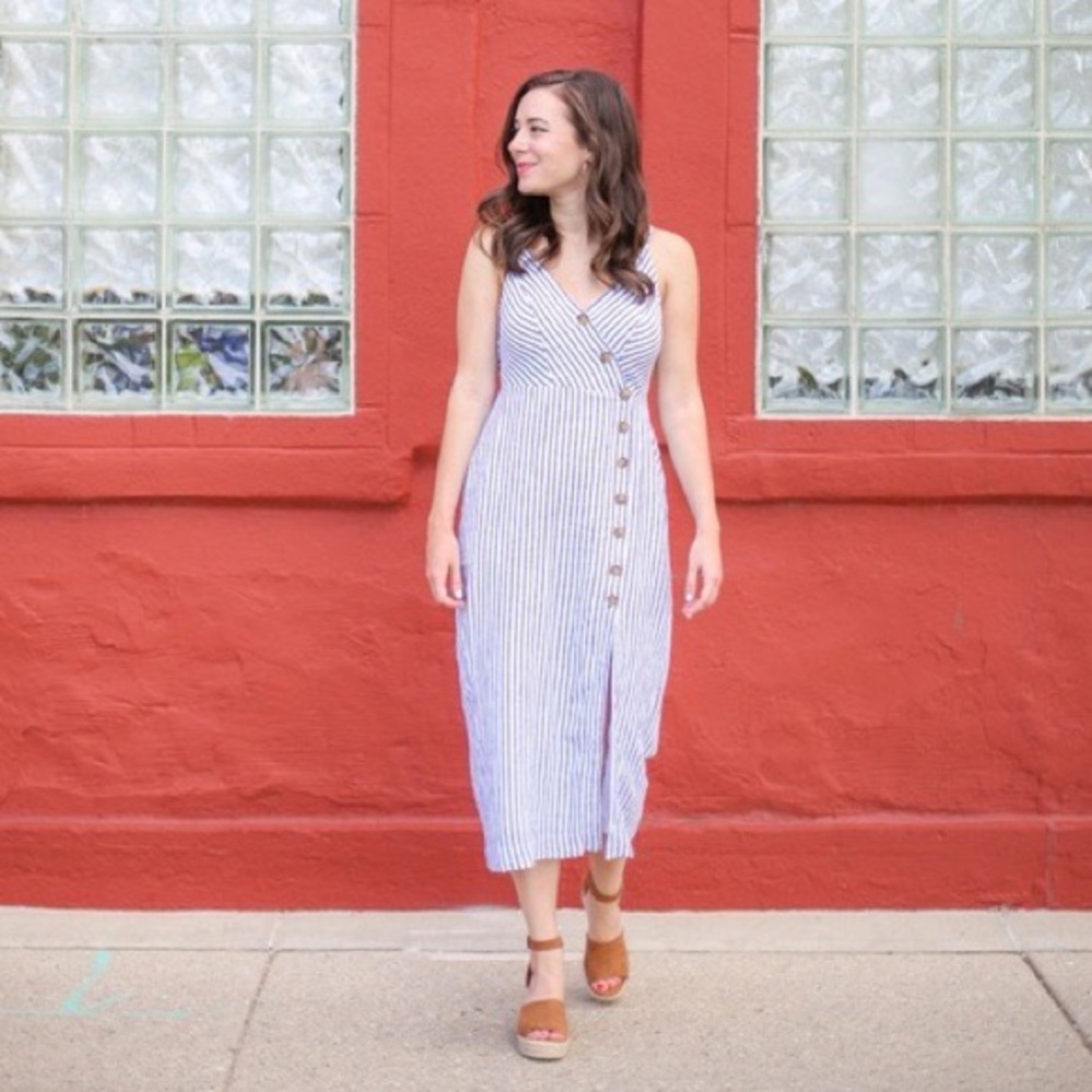 UO Amber Button Down Linen Dress
